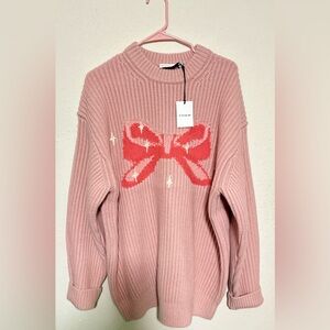 Crewneck Bow Sweater In Recycled Wool